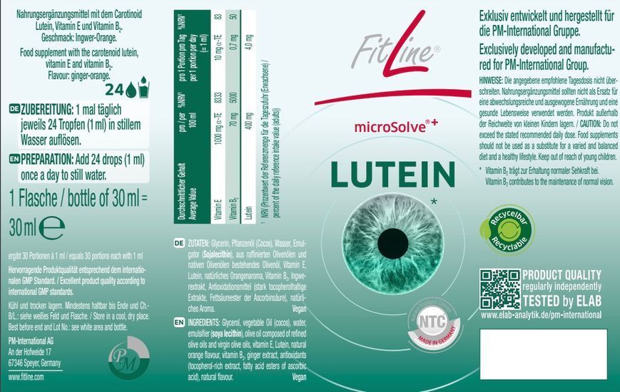 FitLine Lutein Фітлайн Лютеїн для очей 30 мл 59509 фото
