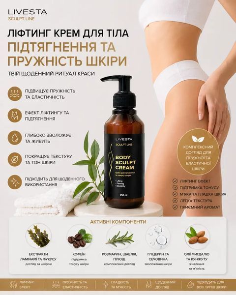 Антицеллюлитный крем для упругости и тонуса кожи Sculpt Line LIVESTA, 250 мл 5615 фото